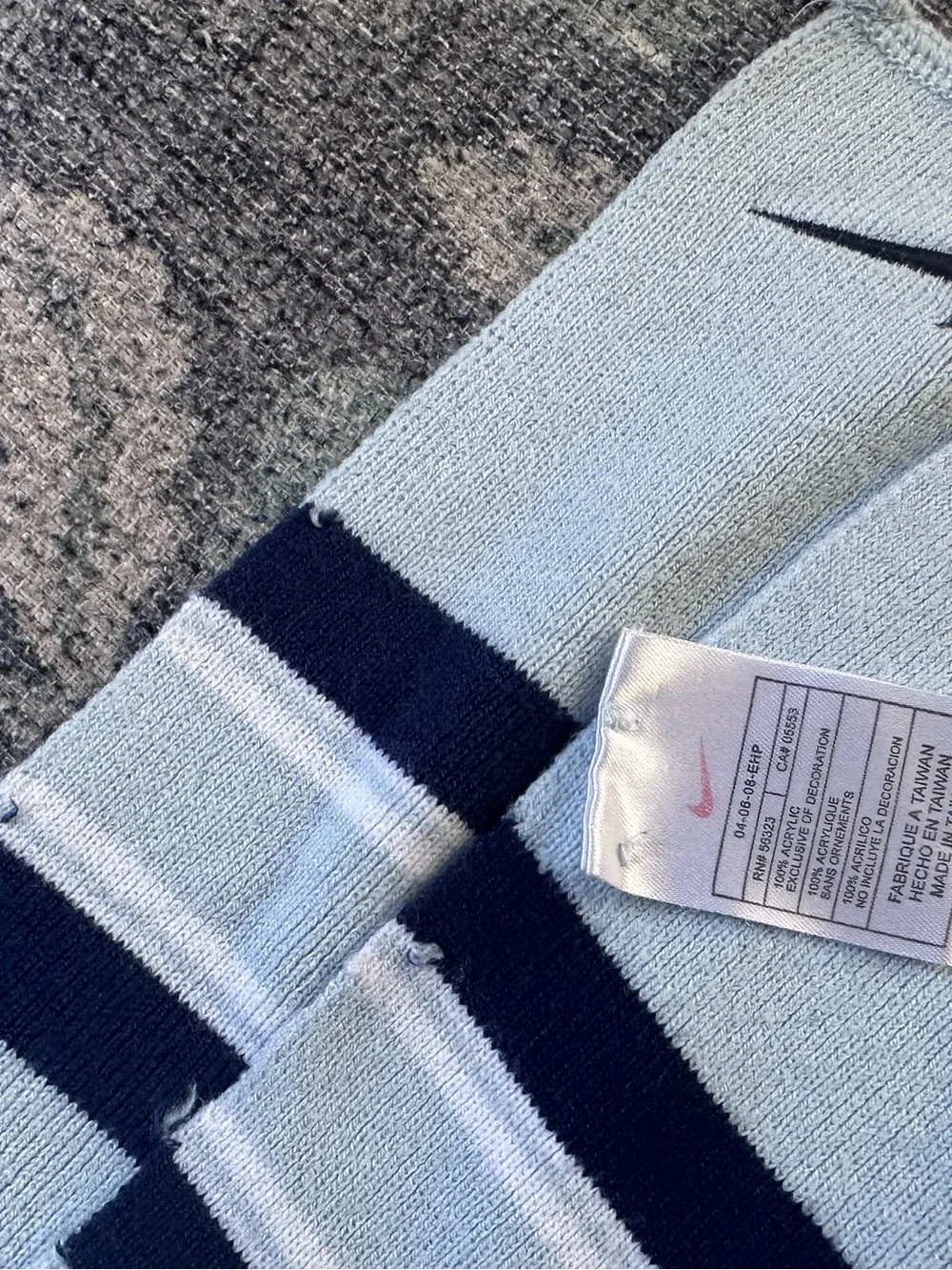 Nike Light Blue Scarf with Navy and White Stripes